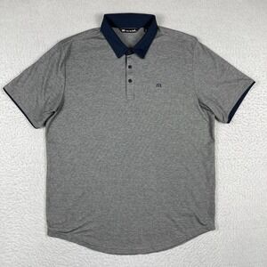 Travis Mathew Polo Shirt Mens XL Gray Blue Golf‎ Casual Workwear Vacation Travel